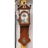 A Groningen model longcase clock, Holland Biedermeijer ca. 1830. Oak case, double hood with crown of
