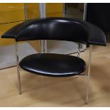 A semi-circular designer armchair 'Meander' with black skai upholstery, design: Rudof Wolf, 1962,