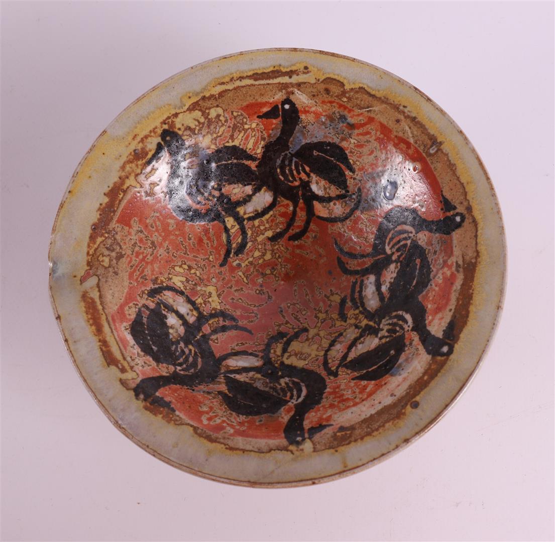 Atelier Krause (Helga Krause 1936 and Uwe Krause 1933) A ceramic bowl decorated with geese, h h 5. - Image 4 of 11