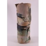 A cylindrical ceramic vase, Tonnis de Boer (Marum 1949-), h 62 x Ø23 cm (provenance: Galerie