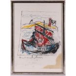 Heijboer, Anton (Sumatra 1924-2005) "YM348", signed l.l., chalk drawing/paper, h 40 x w 37 cm (water