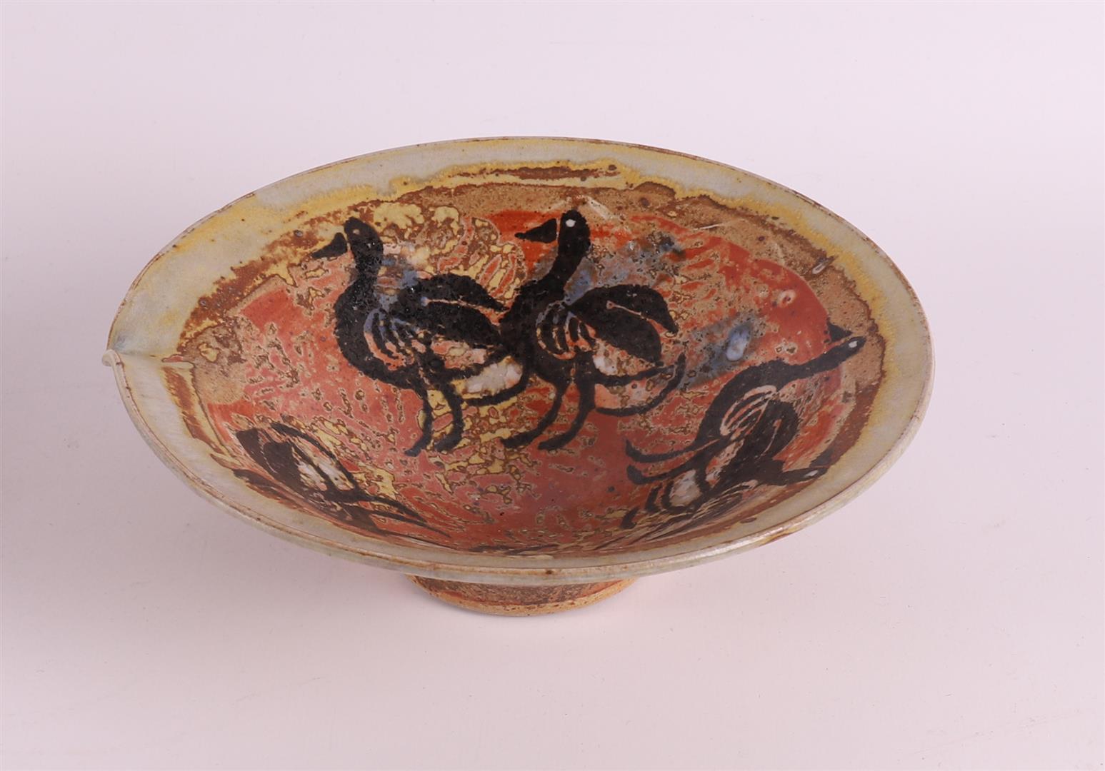 Atelier Krause (Helga Krause 1936 and Uwe Krause 1933) A ceramic bowl decorated with geese, h h 5. - Image 3 of 11