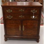 A two-door chest of drawers, France, Louis XVI, late 18th century. Mahogany glued, two drawers at