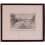Three various etchings in a frame, including Jan Sirks, tot. 3x.