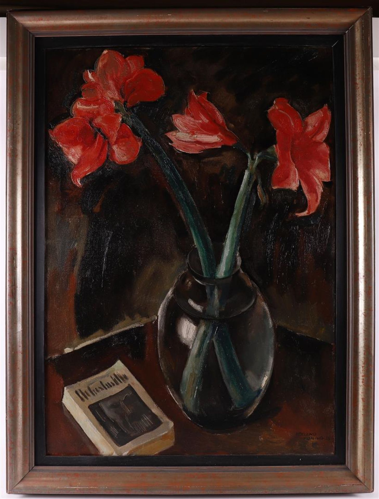 Koning, Roeland (Amsterdam 1898 - 1985) "Amaryllis in a glass vase", signed l.r., oil paint/