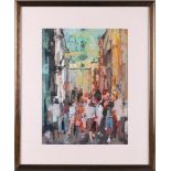 Citron, Thierry (France, Essone1953) "Figures in a street", signed in full in pencil b.r., mixed
