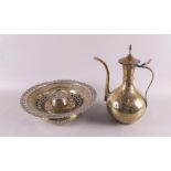A tinned brass lamp set, Morocco, 20th century, tot. 3x.