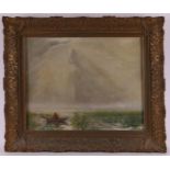Groot, K (Dutch school 20th century "Fisherman on a lake", signed in full l.r., oil paint/canvas,