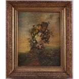 Noter de, David Emile Joseph (Belgium 1825-1875) "Flower still life on a cross", signed with