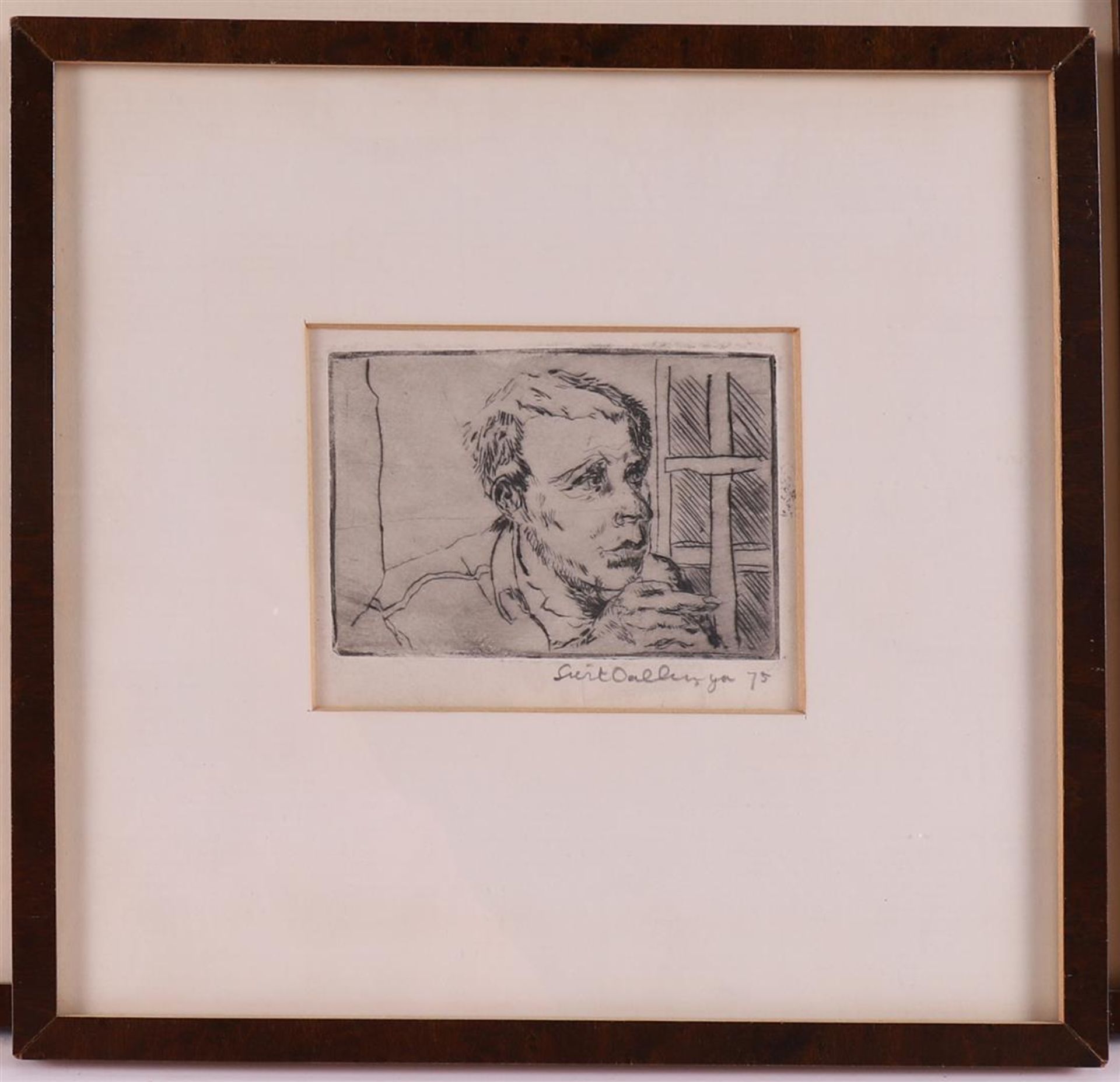 Three various etchings in a frame, including Jan Sirks, tot. 3x. - Image 2 of 3