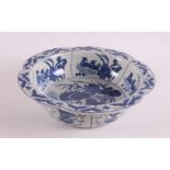 A contoured blue and white porcelain bowl, Shunzhi style, China, 2nd half 20th century. Blue