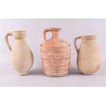 Three various stoneware jugs, possibly 18th century, h 18.5 cm, tot. 3x.
