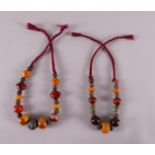 Two different necklaces with Berber beads, North Africa, 20th century, length 34 and 28 cm, tot.
