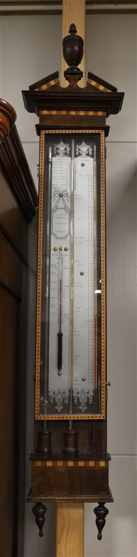 A baking barometer in mahogany case, Louis XVI style, 20th century, after an antique example, marked