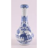 A blue/white porcelain gourd vase, transition style, later 20th century. Blue underglaze decor of