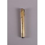 An 18k gold safety overlay Electa fountain pen, United States, ca. 1920-1950. Working retraction