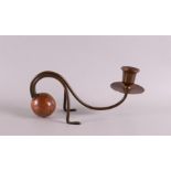 A red copper design candlestick, design: Carl Deffner, Esslingen, ca. 1905, length 25 cm.