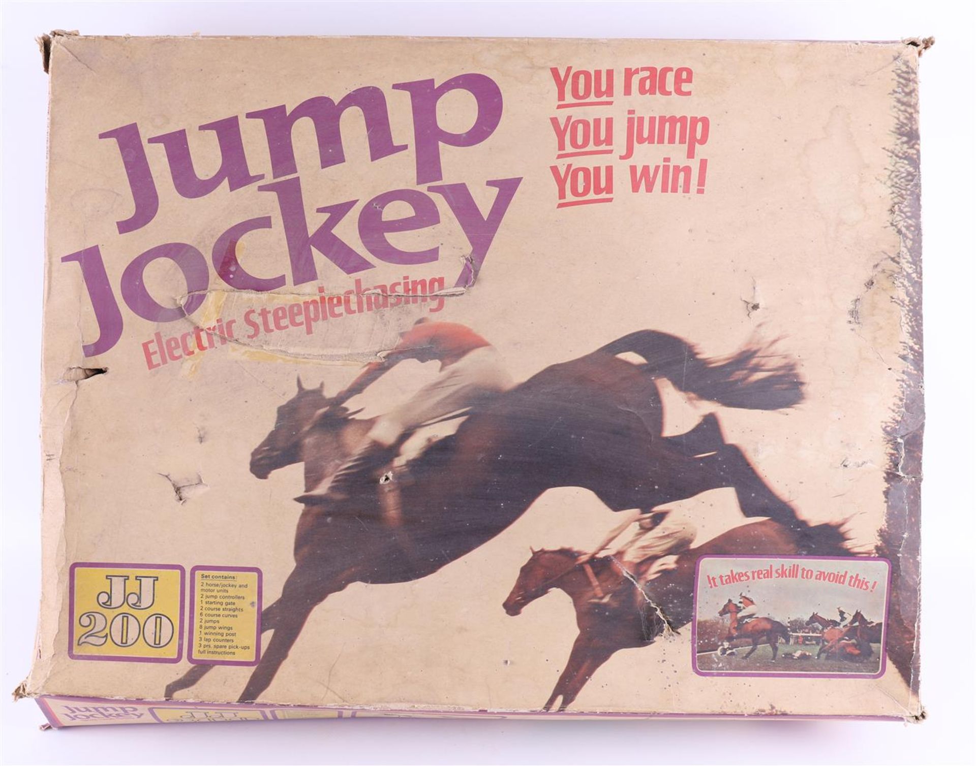 Jump Jockey JJ200 - electric steeple chasings, 1970s. Marked: Triang, British product, in original