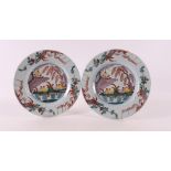 A set of polychrome Delft earthenware plates, Holland, 18th century. Polychrome decor from