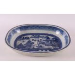 An oval blue and white porcelain assiette, China, Qianlong, 2nd half 18th century. Blue underglaze