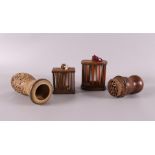 Four various cricket cages, Japan 20th century, including with carved decor, tot. 4x.