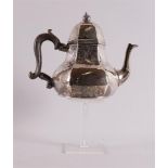 A 2nd grade 835/1000 silver faceted teapot with chiseled decor, Groningen, marked with maker's mark: