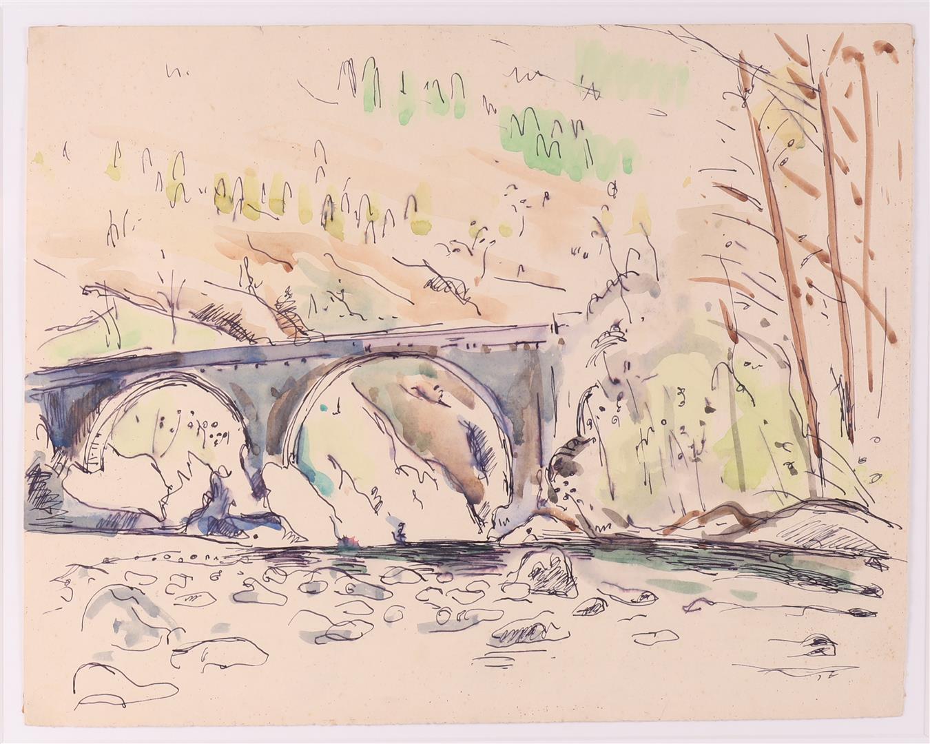 Wiegers, Jan (Oldenhove 1893 A'dam-1959) "Italian landscape", watercolour/mixed media/paper, paper - Bild 2 aus 2