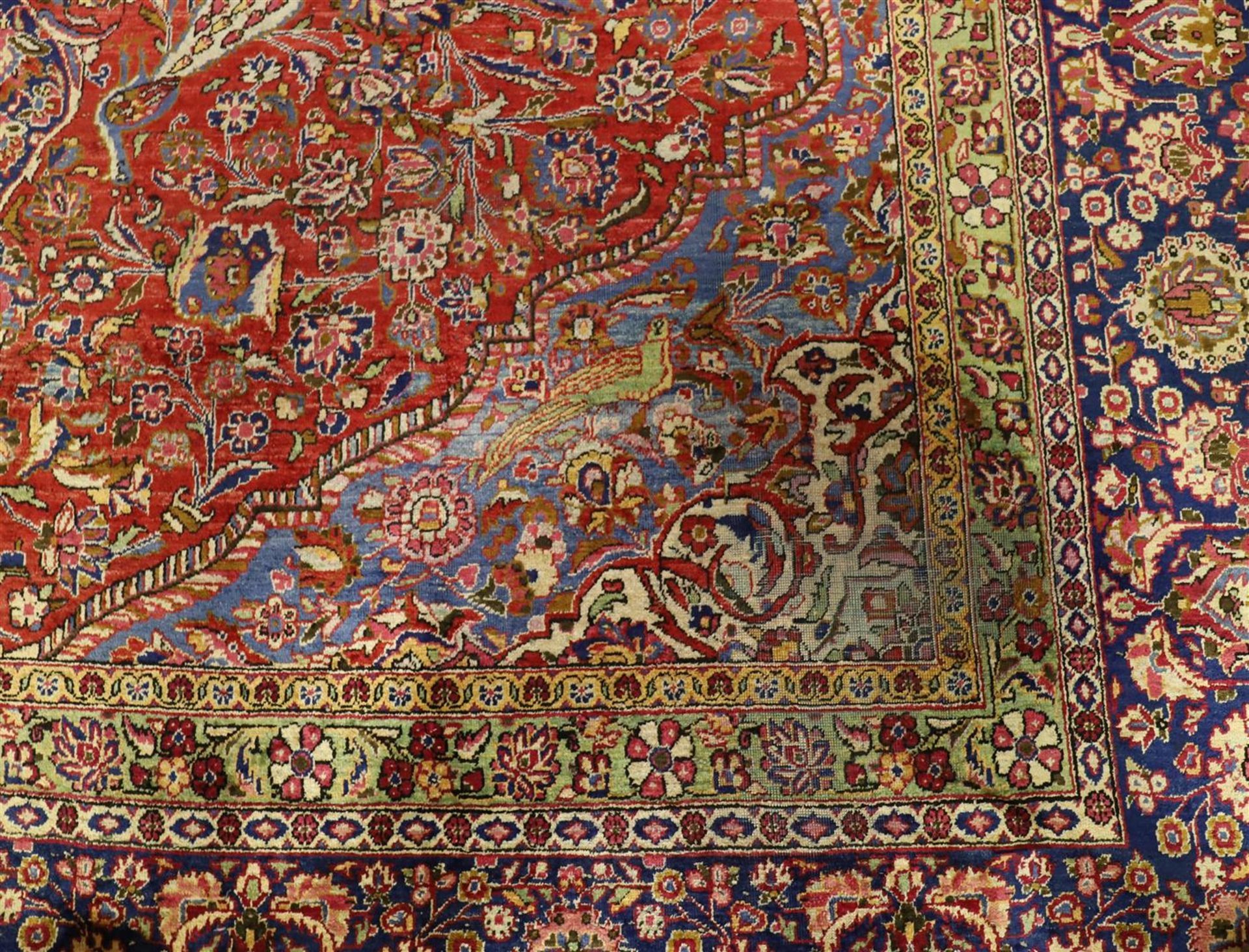 An Oriental silk carpet with red ground and floral motifs, Keshan, Iran, length 295 x w 229 cm ( - Image 6 of 6
