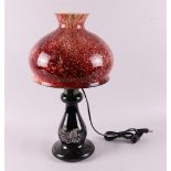 A table lamp with clouded glass shade, 1st half of the 20th century, h 44 cm.