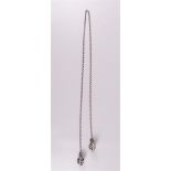A second grade 835/1000 silver jasseron necklace with 2 spherical decorative pieces, length 100 cm.