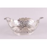 A pierced 2nd grade 835/1000 silver choux basket with handles. Year letter 1951, weight 232 grams.