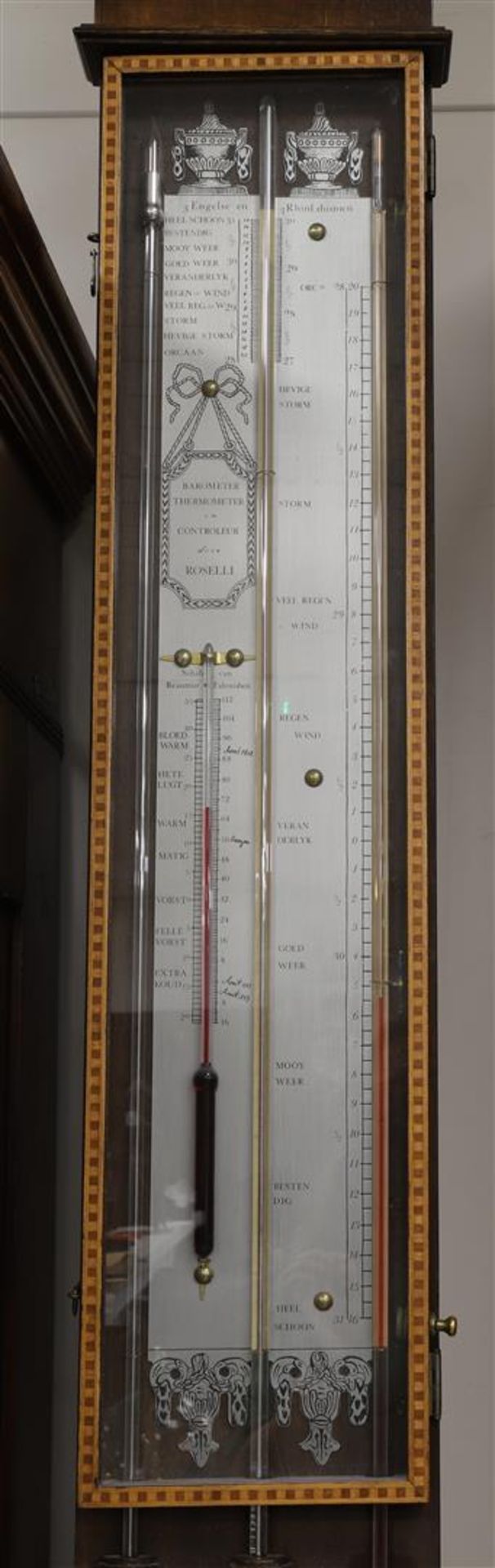 A baking barometer in mahogany case, Louis XVI style, 20th century, after an antique example, marked - Bild 2 aus 2