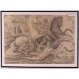 Wigboldus, Anco (Ten Boer 1900-1983) "Warriors on horseback", allegorical representation, signed
