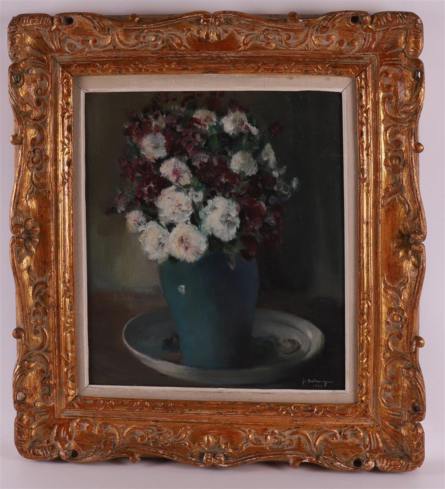 Bruyne, de Joris (1896-1965) "Still life in flowers", signed in full l.r. en 1943, oil/panel, h 45.5