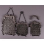 Four various silver bag handles, including 19th century