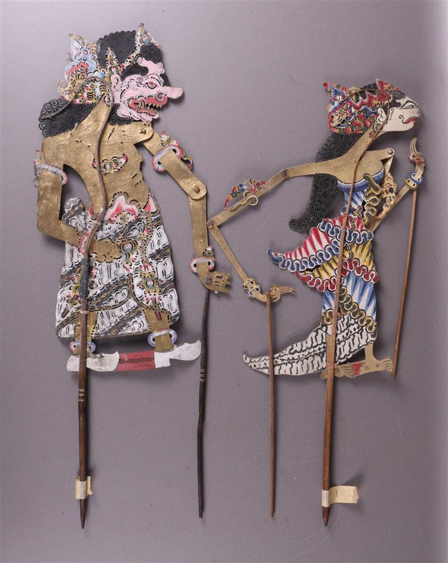 A collection of Wayang Kulit dolls, Indonesia around 1900.