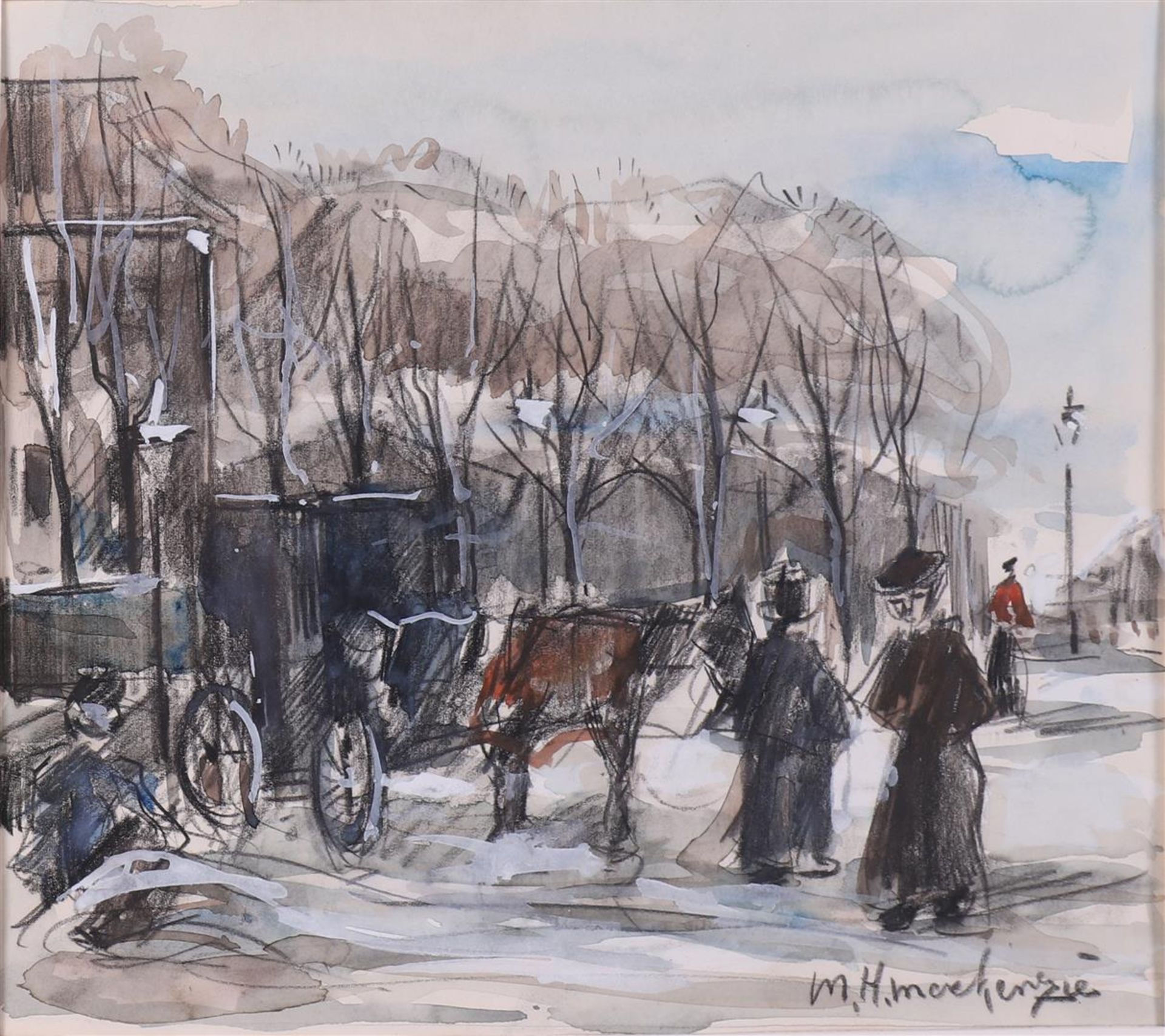 Mackenzie, Marie Henrie (Rotterdam 1878-1961) 'Winter cityscape Leidseplein - Bild 2 aus 2