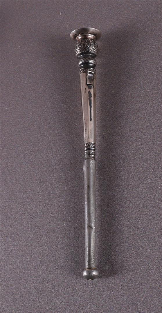 Three various silver knitting needle holders and a needle case, late 19th centur - Image 2 of 2