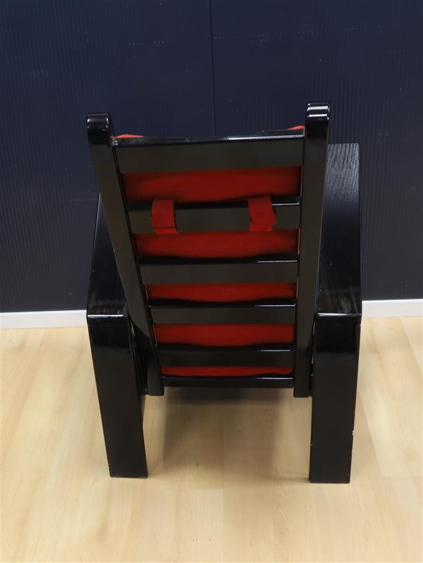 A black lacquered designer arm chair, 20th century. - Image 4 of 4