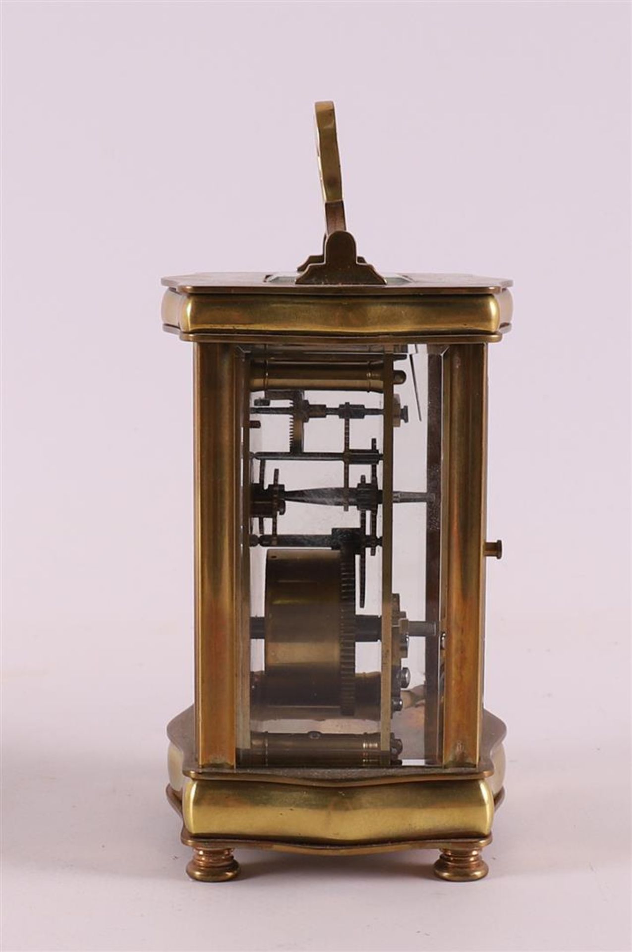 A travel clock in brass housing and original case, France, - Image 5 of 8