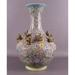 A baluster-shaped polychrome porcelain vase, China, 21st century
