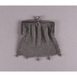 A silver chain mail purse with ditto engraved pierced shackle, circa 1900.