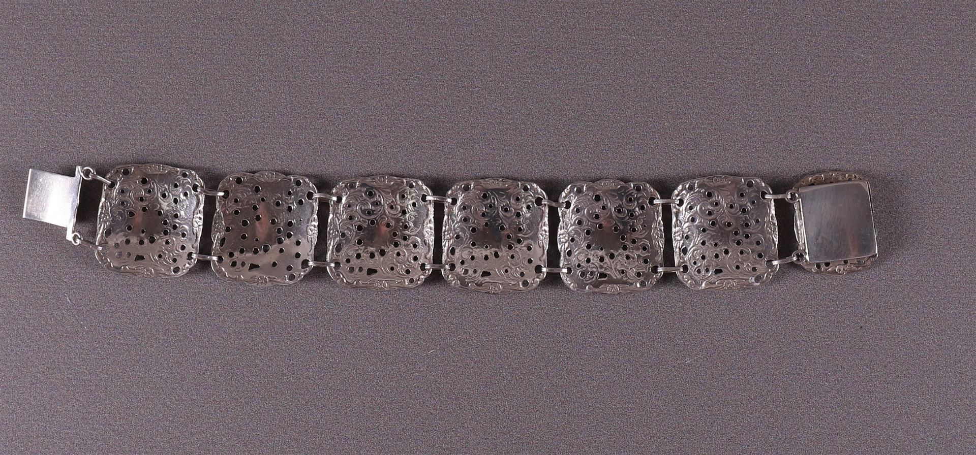 A second grade silver link bracelet with pierced floral decoration - Image 2 of 2