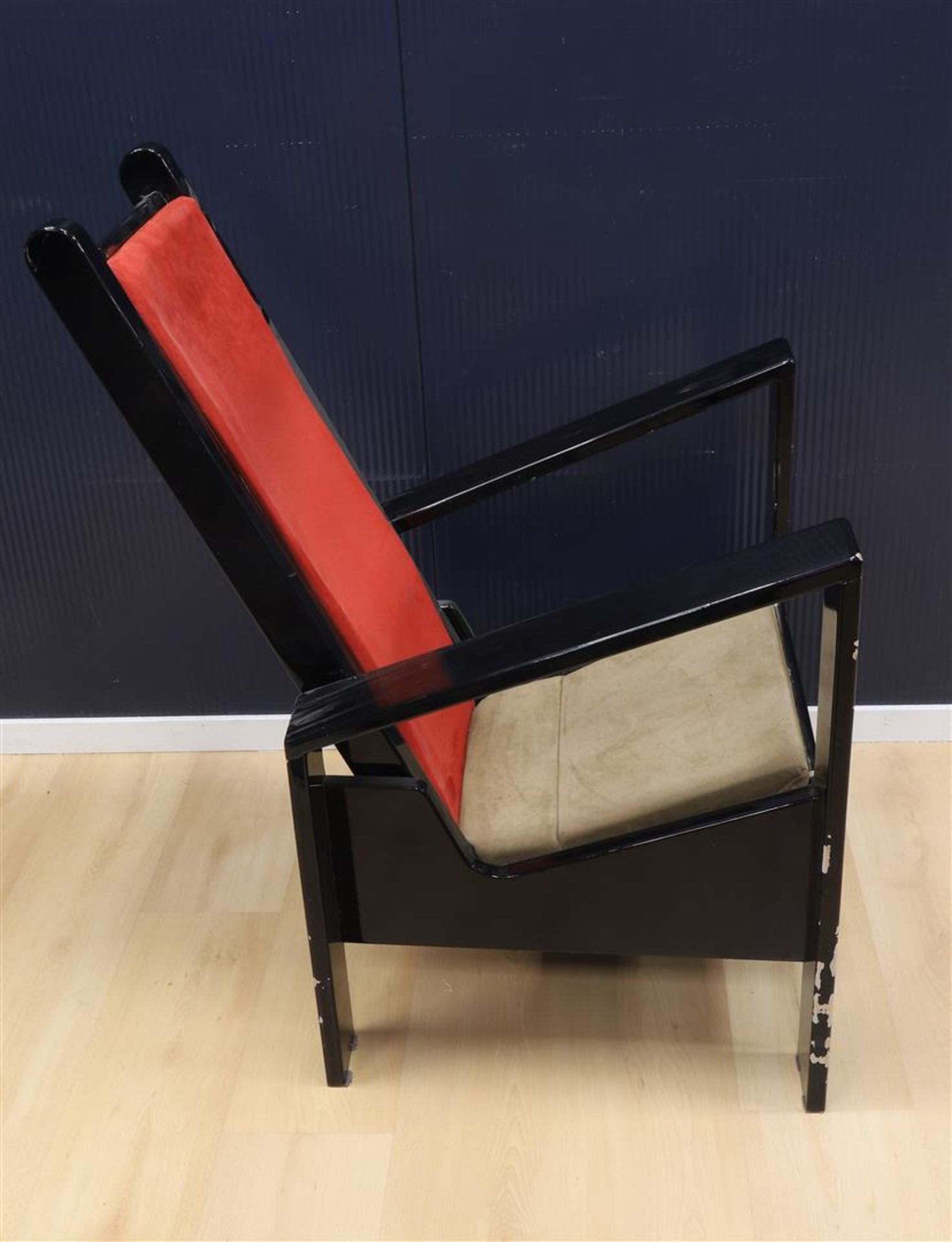 A black lacquered designer arm chair, 20th century. - Image 3 of 4