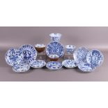 Various blue/white porcelain cups and saucers including Kangxi, China, 18th cent