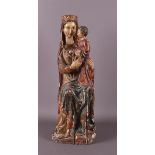 A polychrome wooden Mary and child, 1st half 20th century.