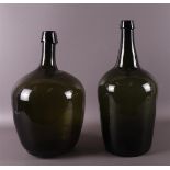 Two various green glass wine bottles, 19th century.