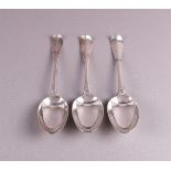 Three 1st grade 925/1000 silver spoons, Amsterdam, around 1800.