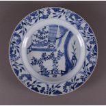 A blue and white porcelain dish, China, Kangxi, around 1700.
