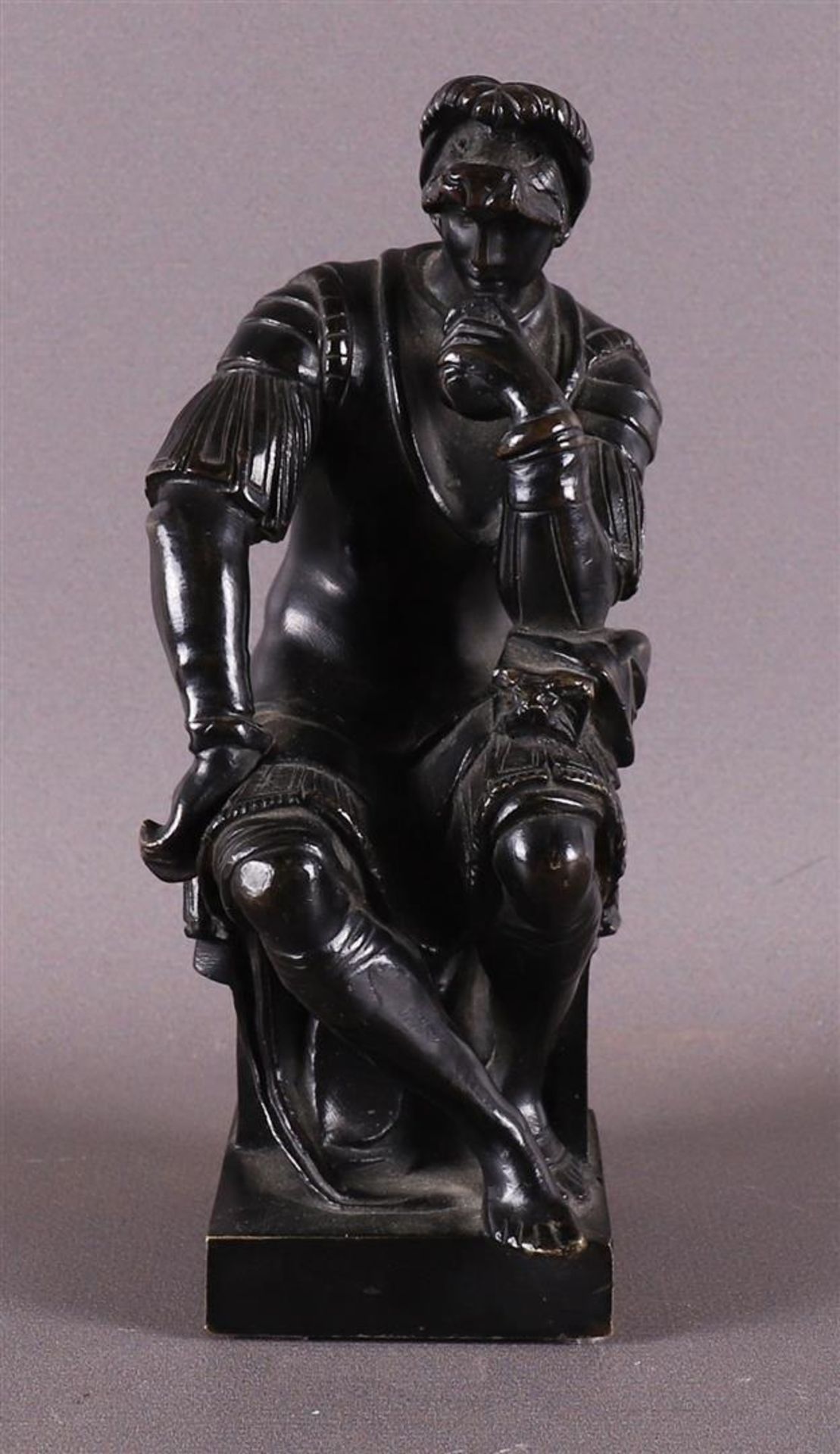 A brown patinated bronze 'Lorenzo de Medici', after Michelangelo, 19th century.